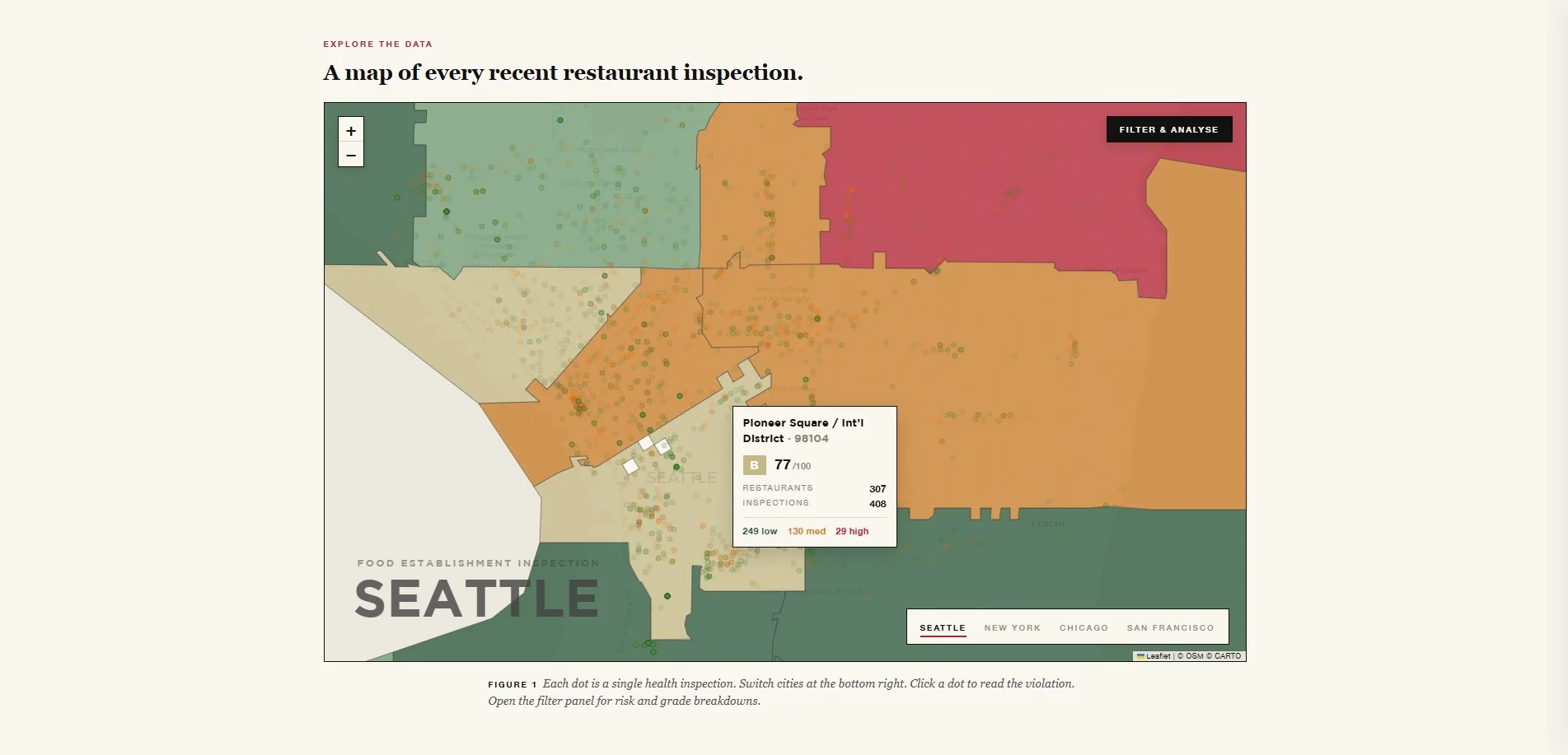 Food Establishment Inspection Data in the United States, Mapped